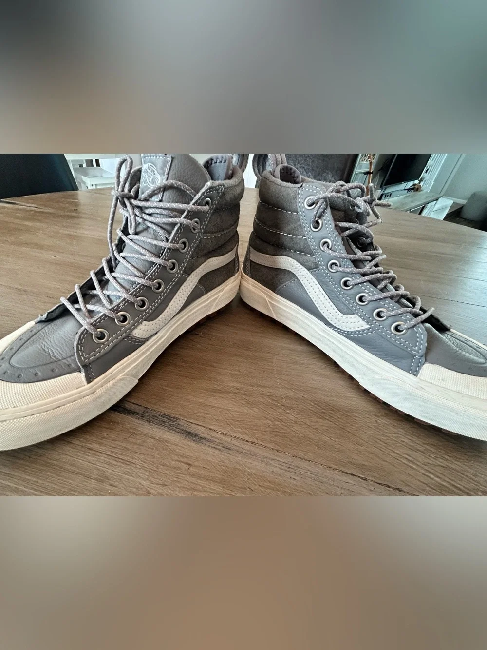Vans High-Top Skate Shoe in Gray and White